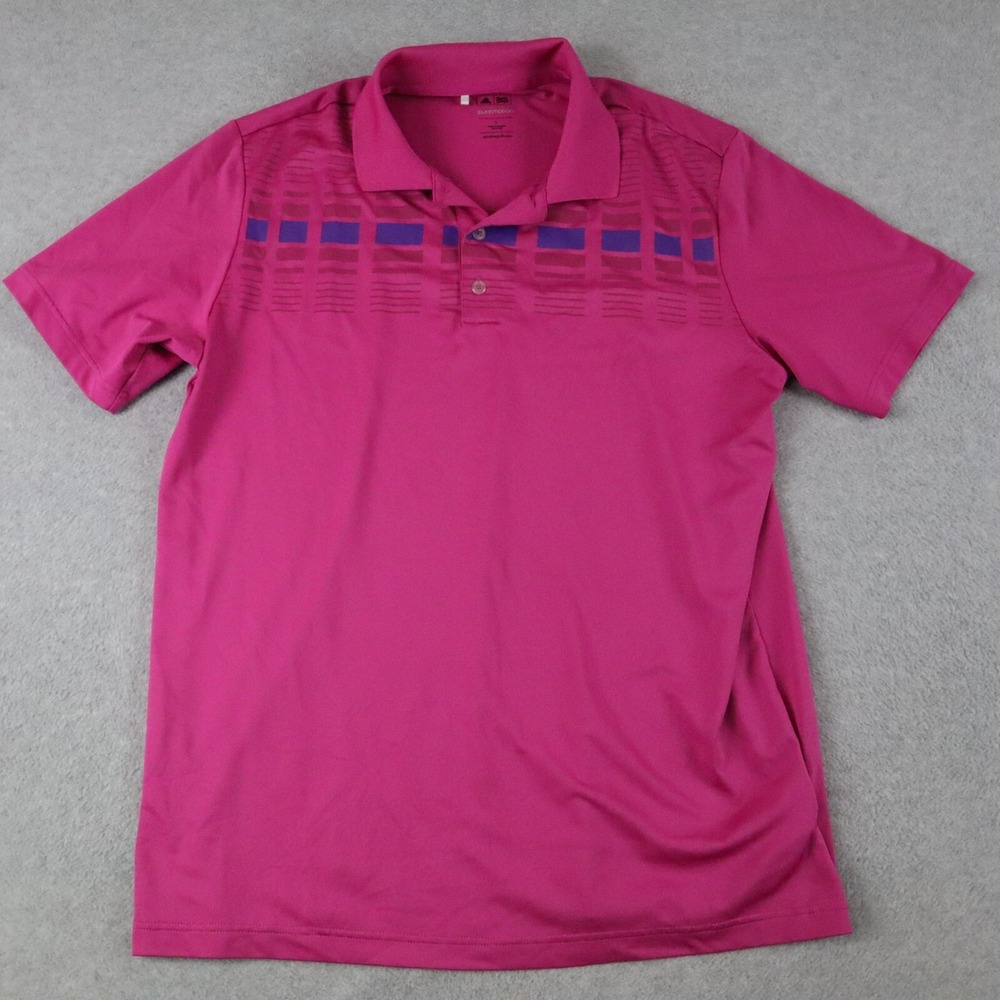 Adidas Golf Polo Shirt Mens Large Puremotion Performance Flex Pink Short Sleeve‎